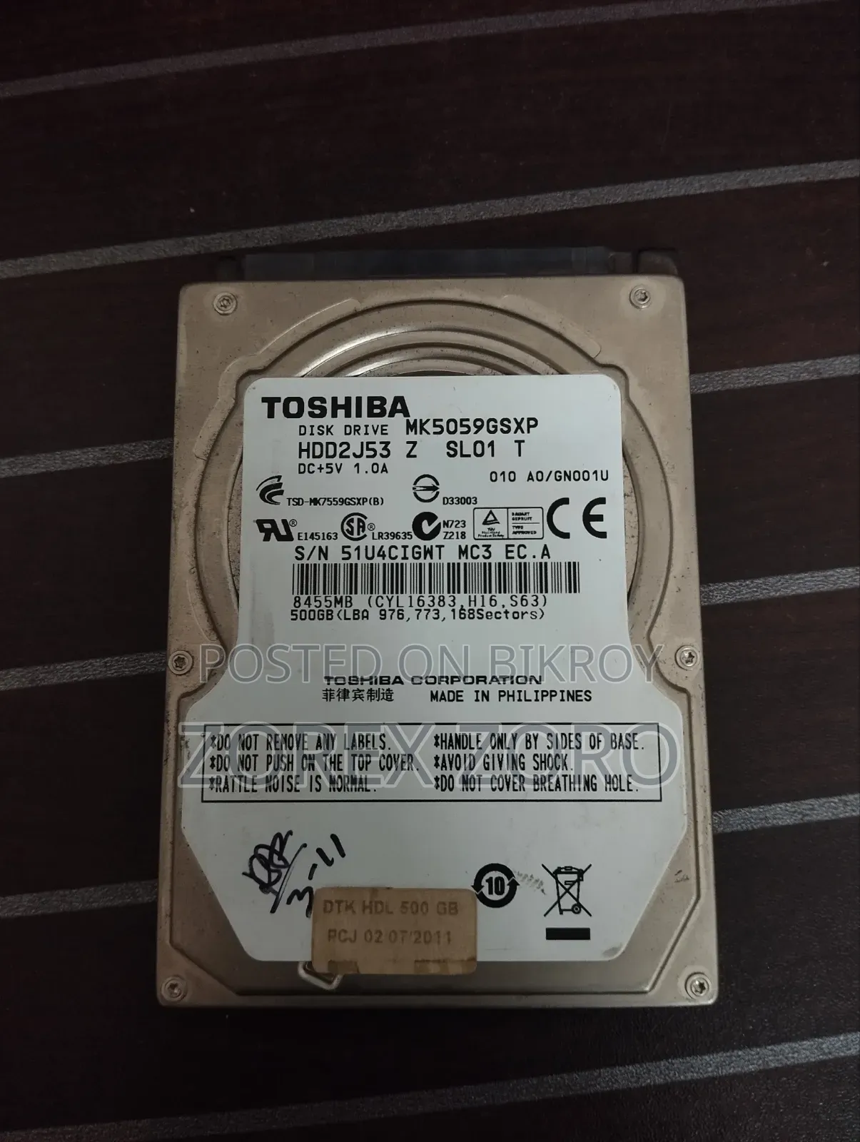 Toshiba 500GB 2.5" Sata HDD