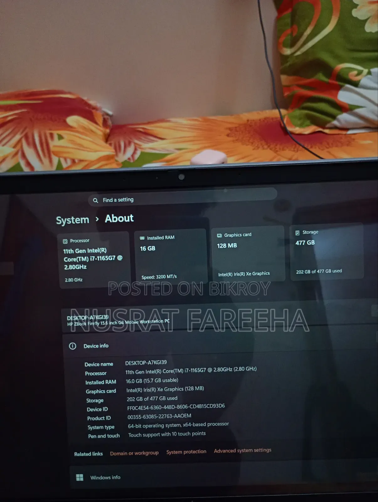 ল্যাপটপ HP ZBook Firefly G8 16GB ইন্টেল কোর i7 SSD 512GB