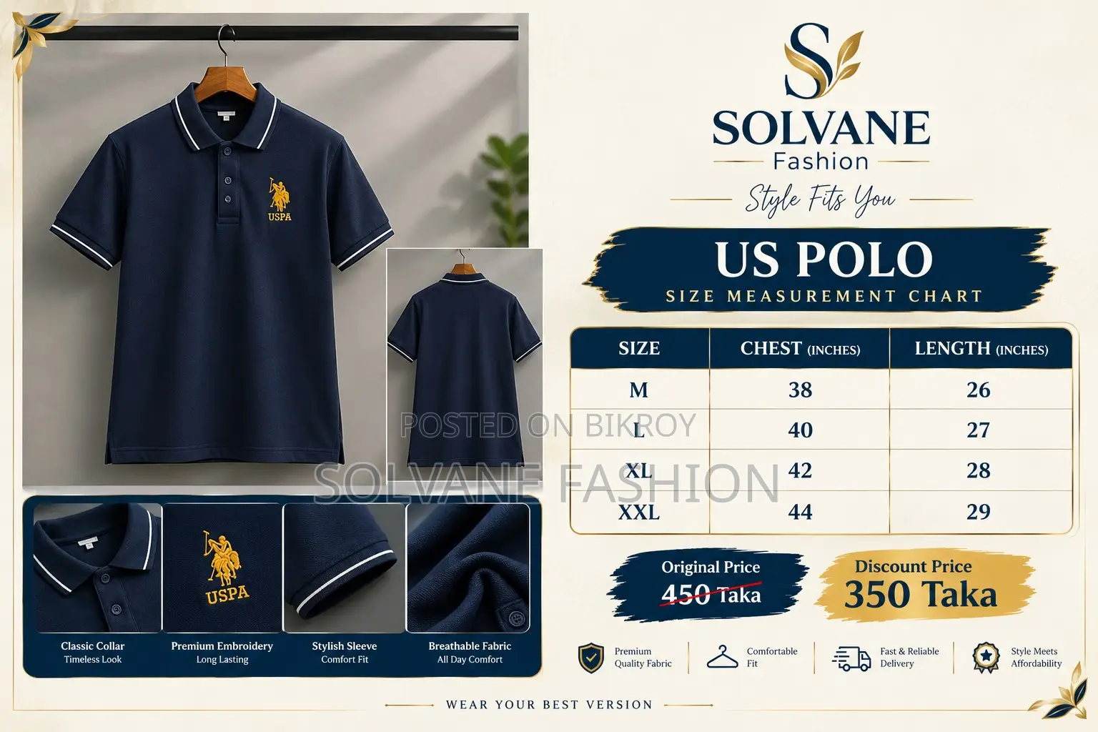 US POLO ASSN Navy Blue Polo