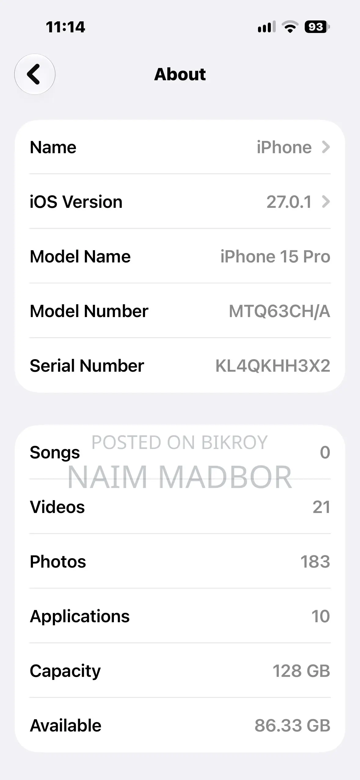 Apple iPhone 15 Pro 128 GB Gray