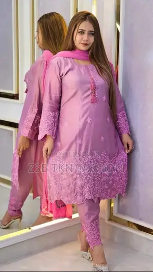 Cotton Embroidery Three Piece