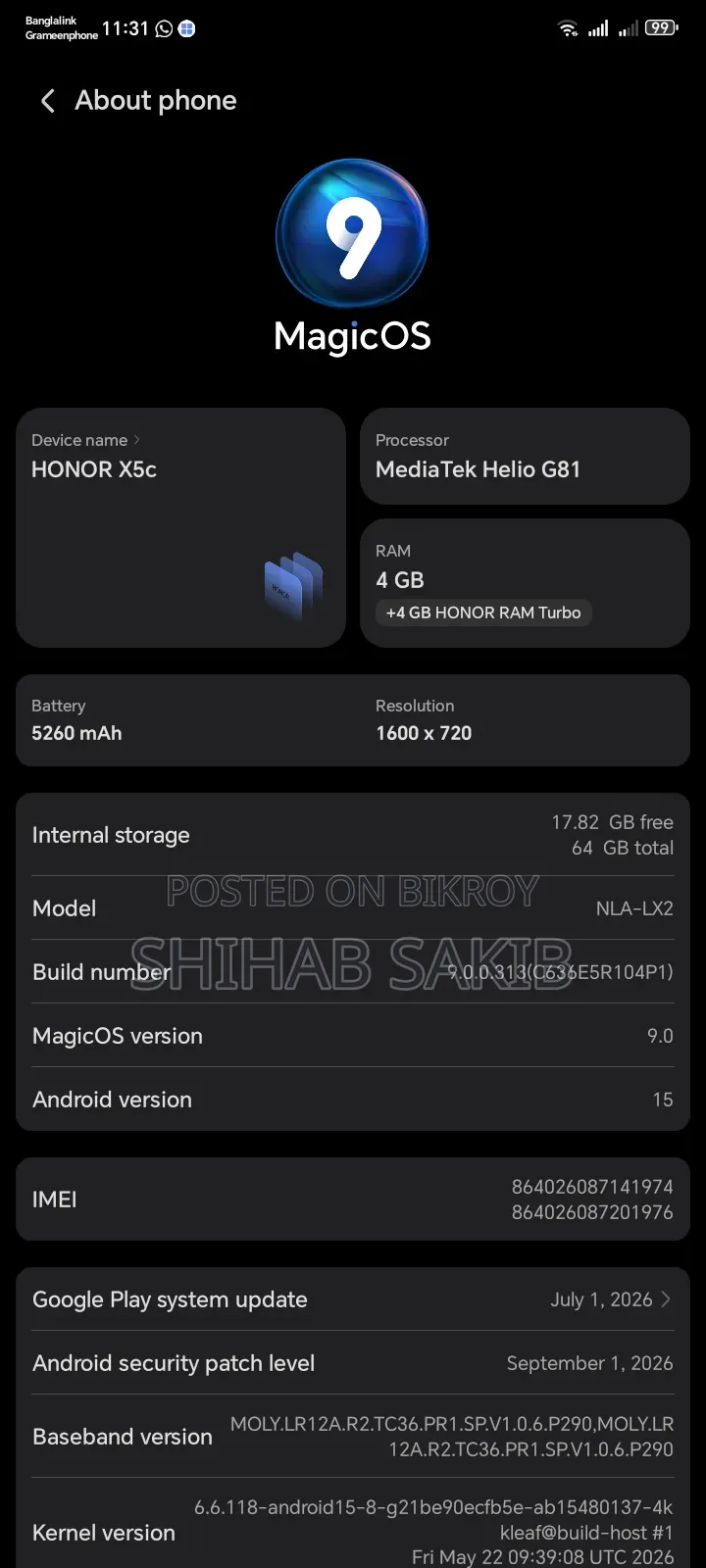 Honor X5c Plus 64 GB Black