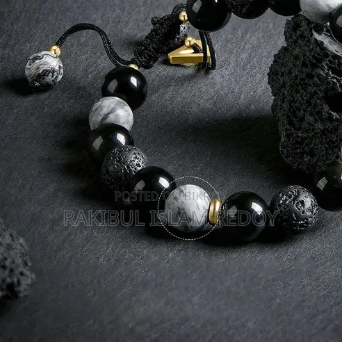 Black & White Stone Beaded Bracelet