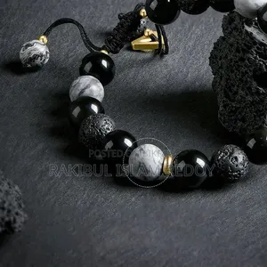 Black & White Stone Beaded Bracelet