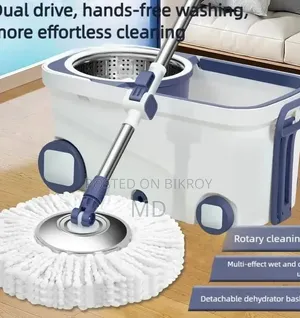 Mop With Telescopic Steel Handle Microfiber Cloth 360 Spin