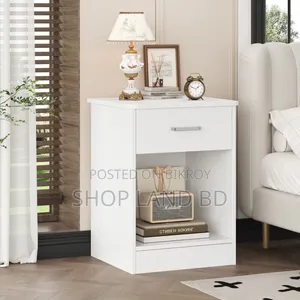 আধুনিক সাদা বেডসাইড টেবিল ও ড্রয়ার | White Bedside Table