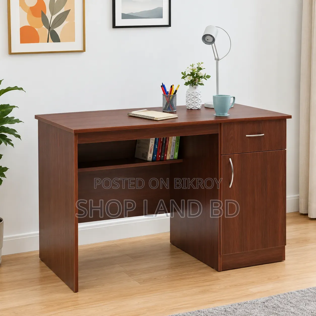 Study Table & Computer Desk | Office Table with Drawer and Cabinet