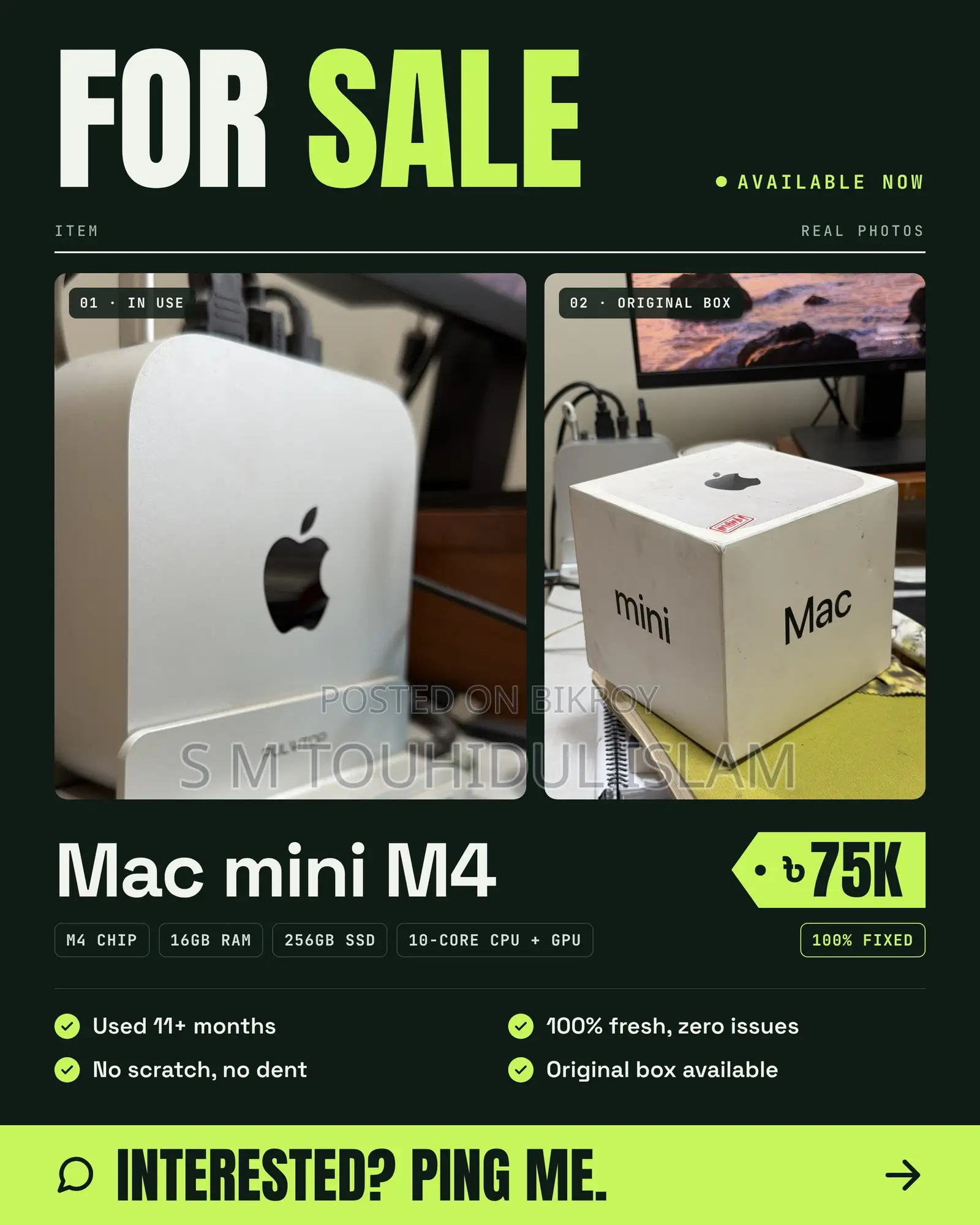Desktop Computer Apple Mac Mini 16GB Apple M4 eMMC 256GB