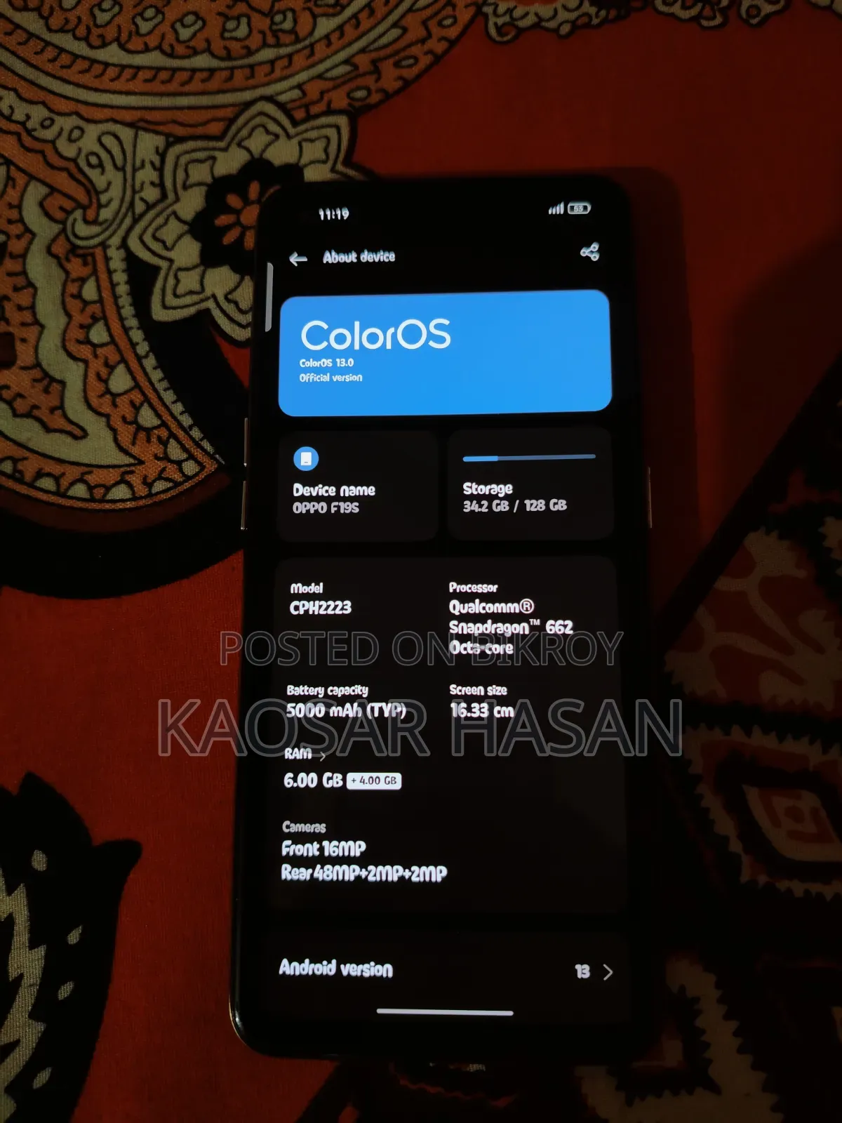 Oppo F19S 128 GB Rose Gold