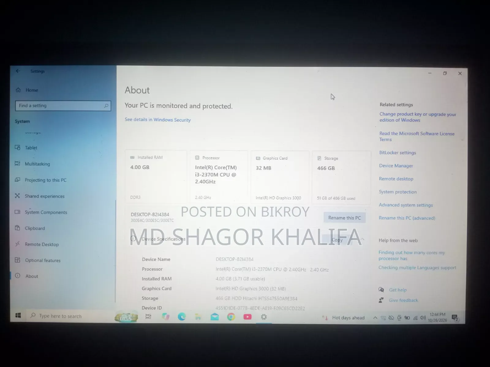 Laptop Samsung NP300E4V 4GB Intel Core i3 HDD 256GB