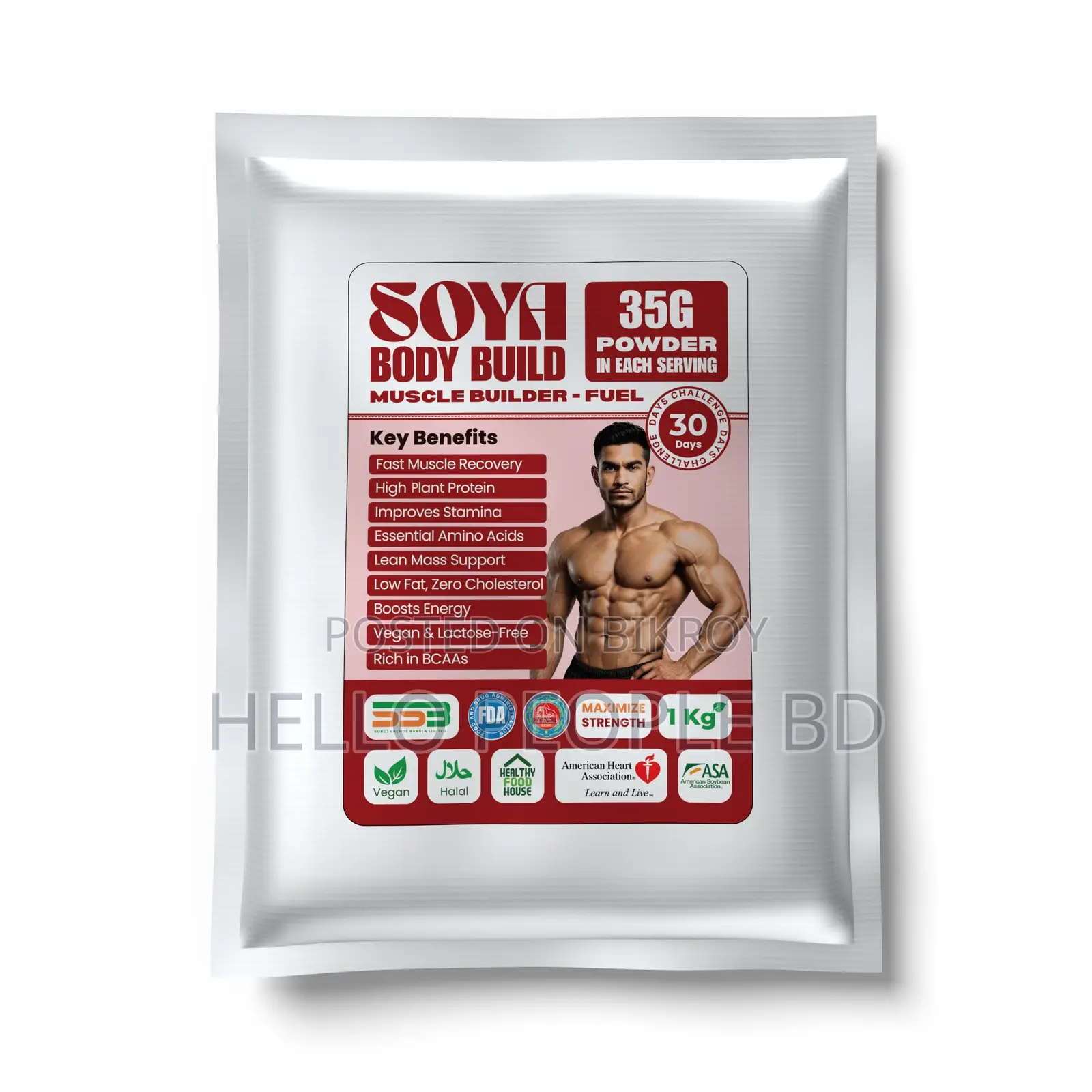 Premium Soya Protein Powder 1 Kilogram Non Dairy, Vegan & Gluten Free