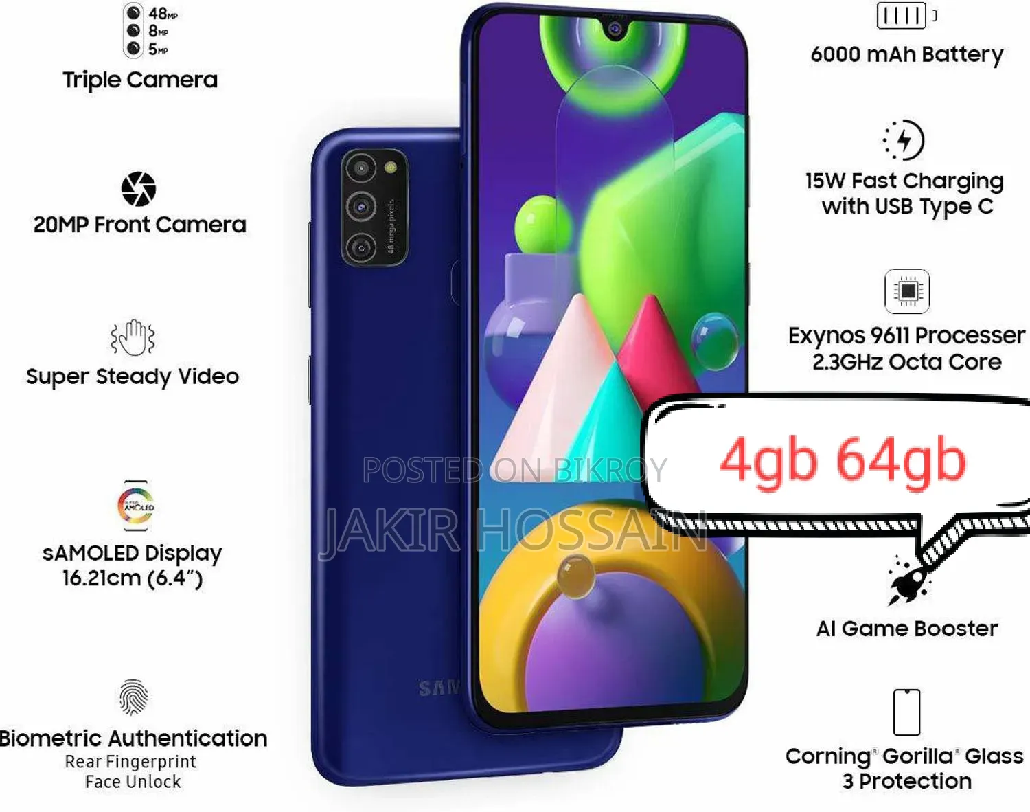 New Samsung Galaxy M21 2021 64 GB Black