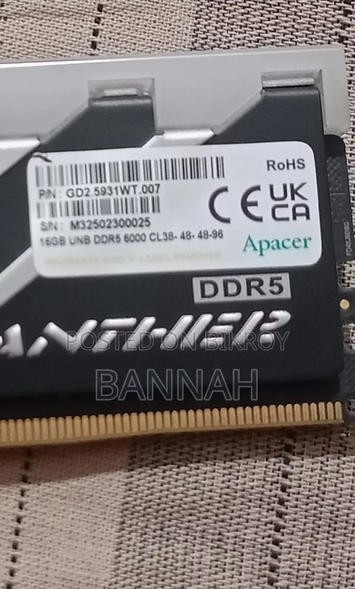Apacer Panther 16GB 6000mhz Ddr5 Cl38 RGB Gaming Desktop Ram