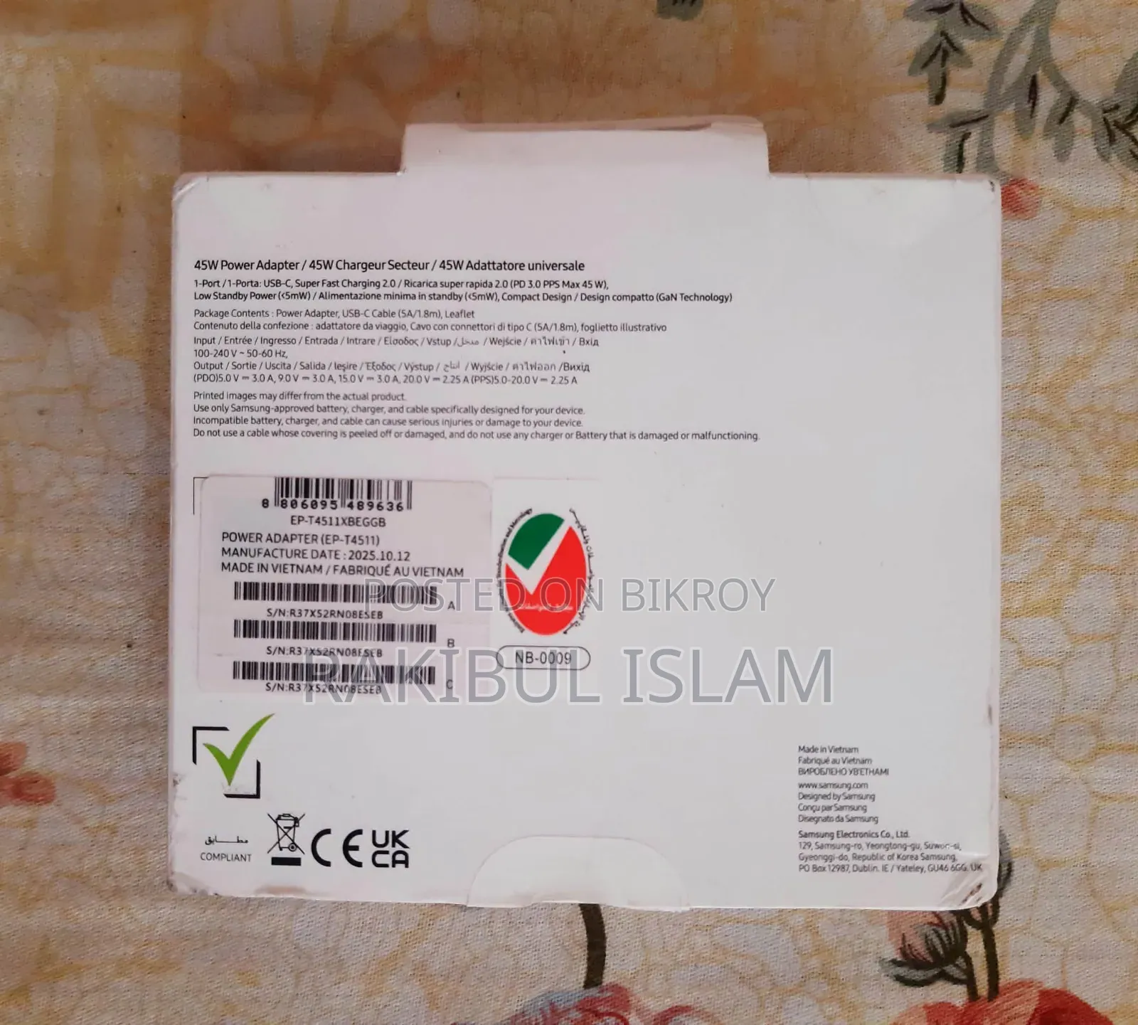 Samsung 45W Orginal Charger