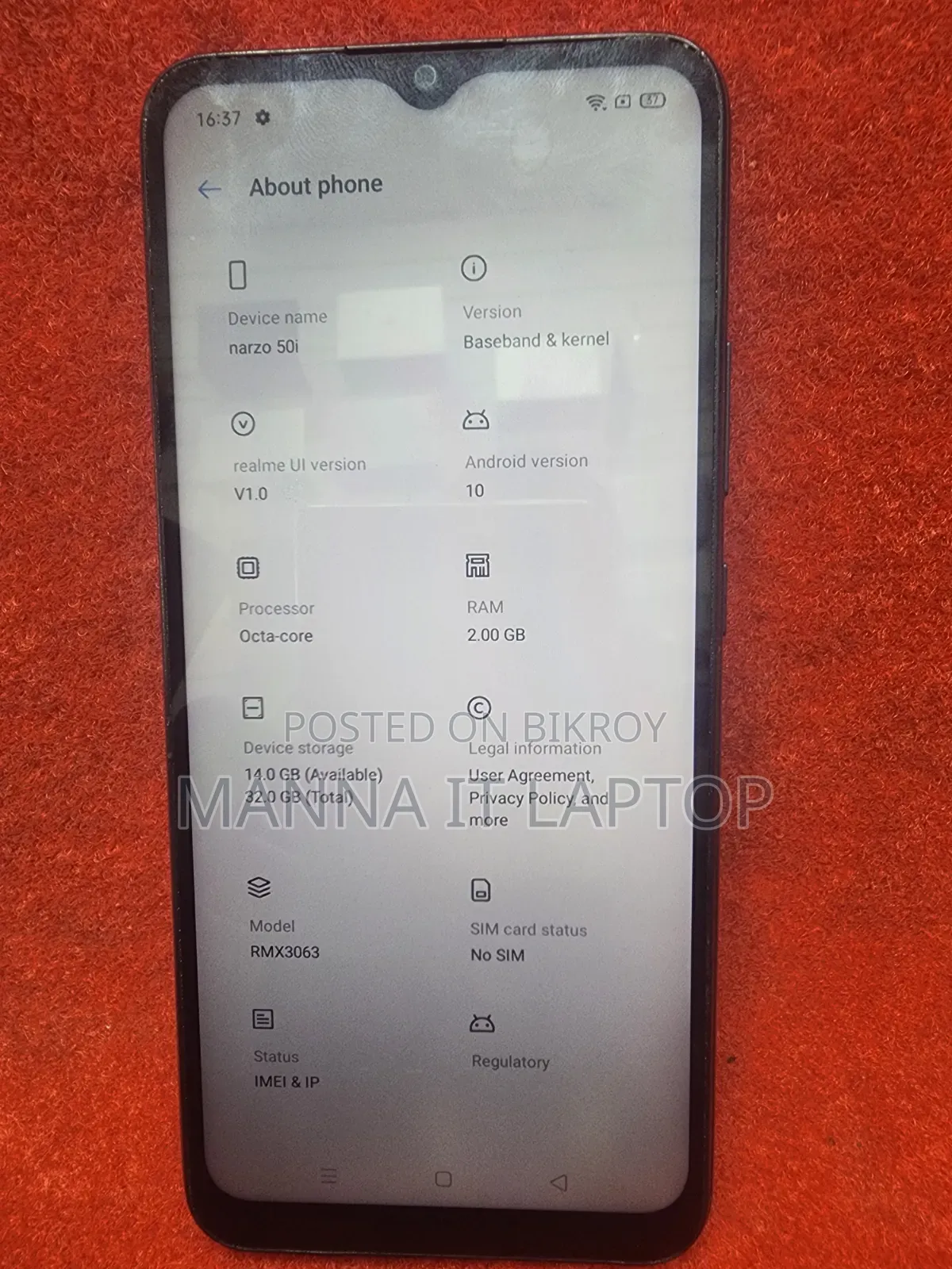 রিয়েলমি নারজো ৫০আই ৩২ জিবি ব্ল্যাক