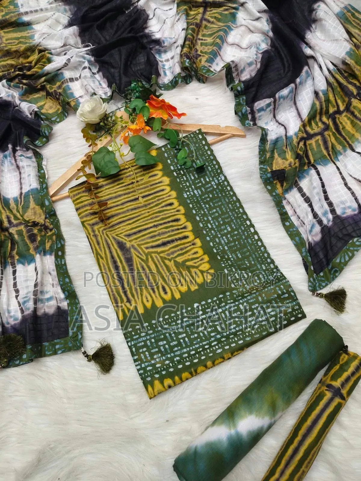 Unstitched Vegetable Tie-Dye Burnt Batik Three Piece