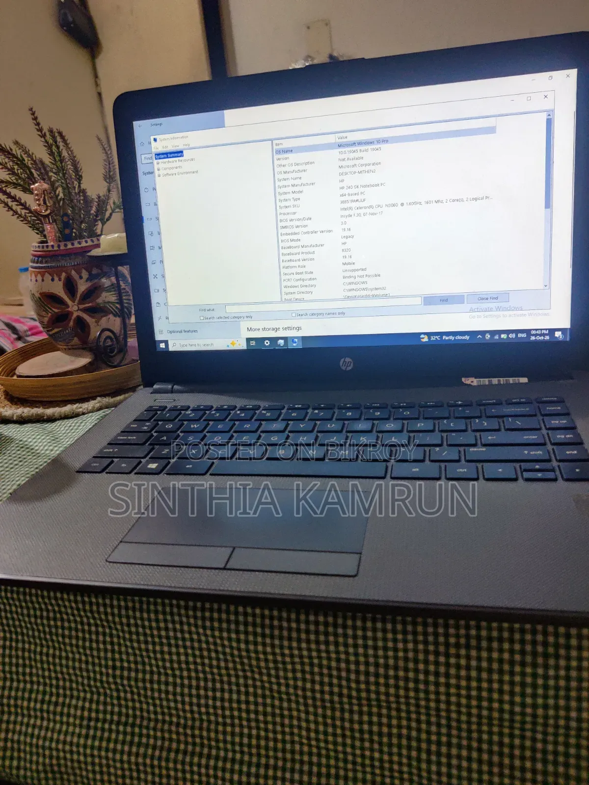 Laptop HP 240 G6 4GB Intel Celeron HDD 500GB