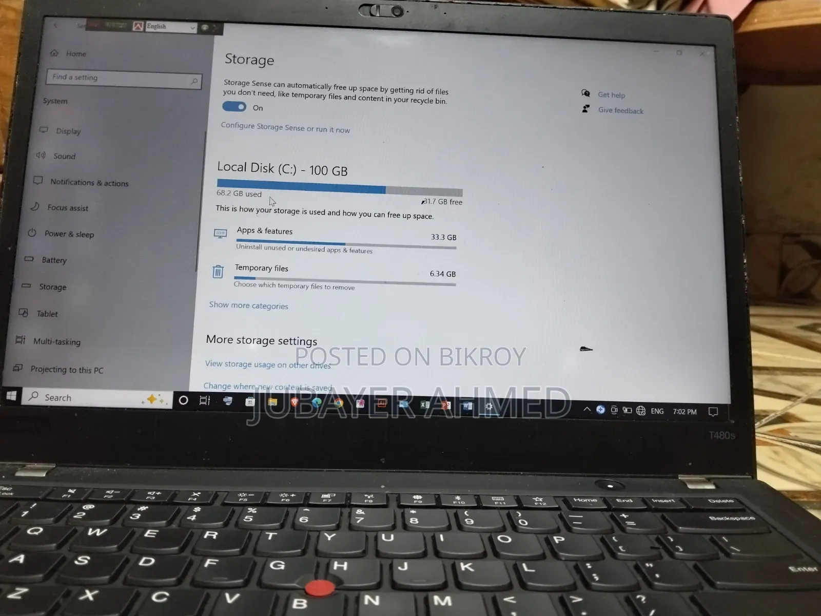 Laptop Lenovo ThinkPad T480s 8GB Intel Core i5 HDD+SSD 256GB