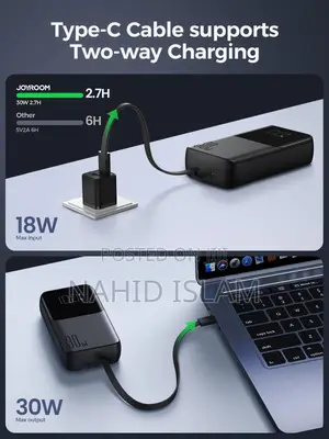 Joyroom JR-PBC07 30W Mini 20000mah Power Bank With Dual Cabl