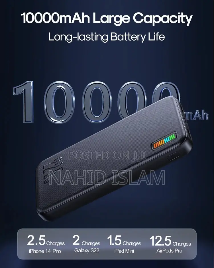 Joyroom JR-QP194 10000mah 22.5W Fast Charging Power Bank- Bl