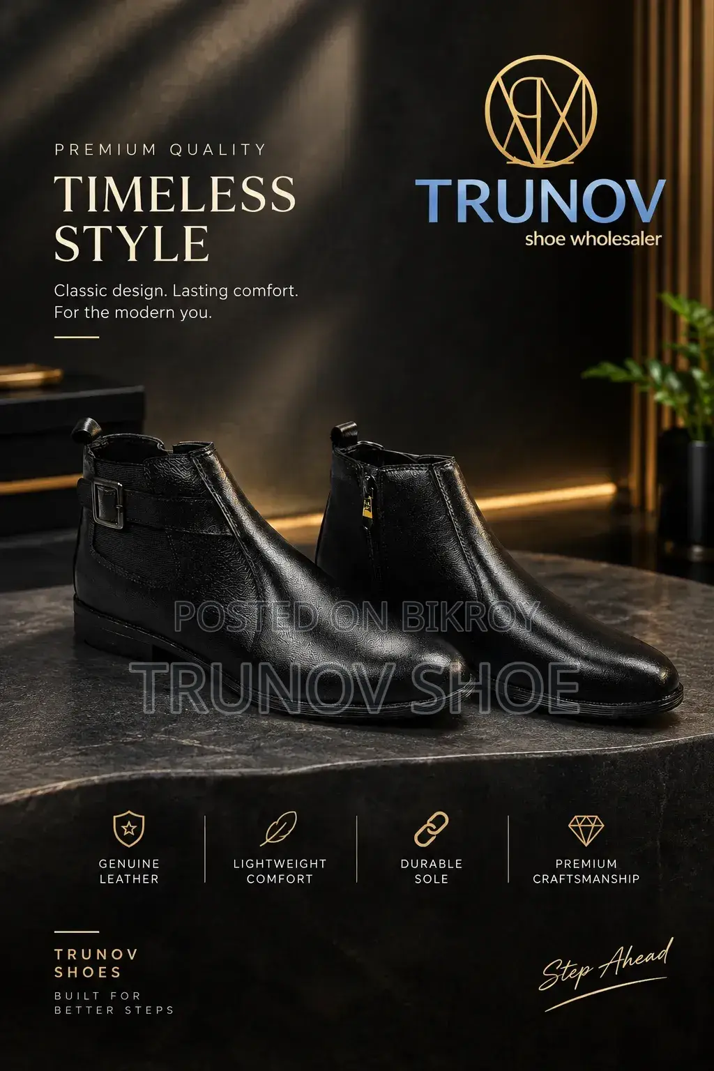 Men's Premium Black Leather Chelsea Boots | TRUNOV