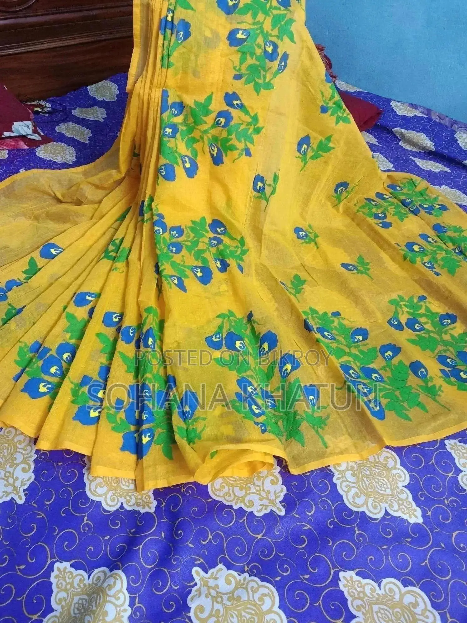 Hand Printed Half Silk Saree