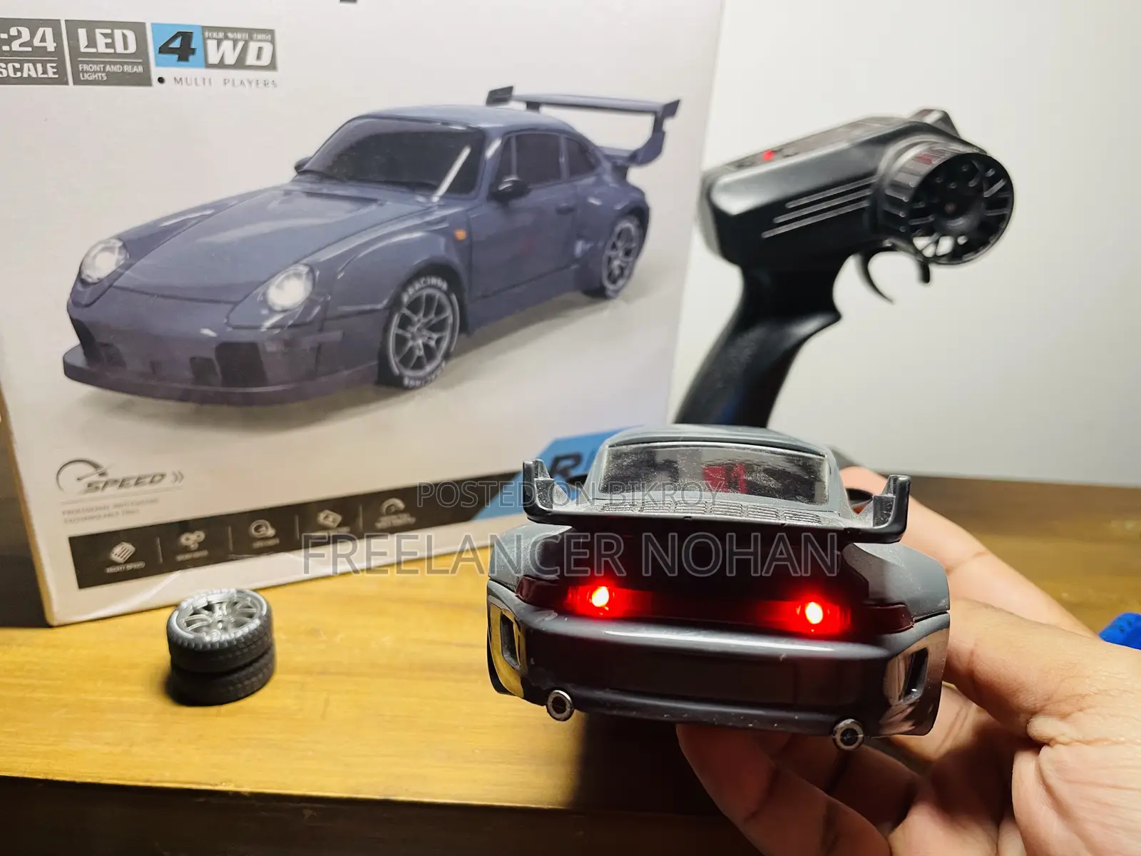 Porsche 993 911 RWB 4WD RC Drift Car With Tires & Traffic Cones