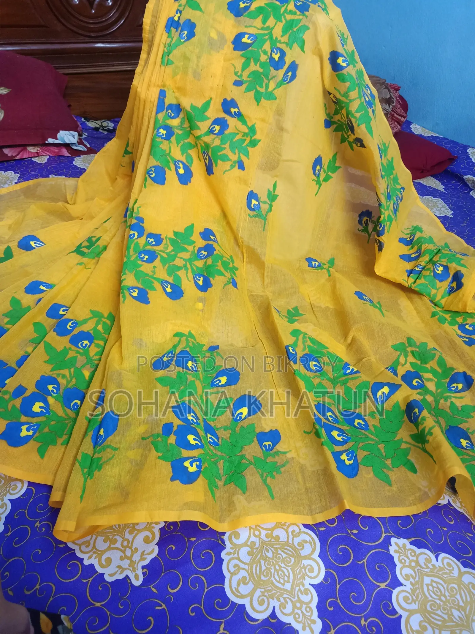 Hand Printed Half Silk Saree