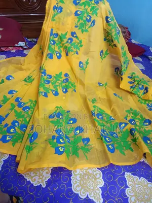 Hand Printed Half Silk Saree