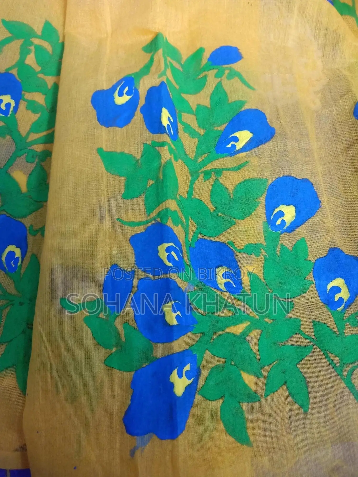 Hand Printed Half Silk Saree