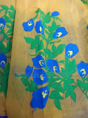 Hand Printed Half Silk Saree