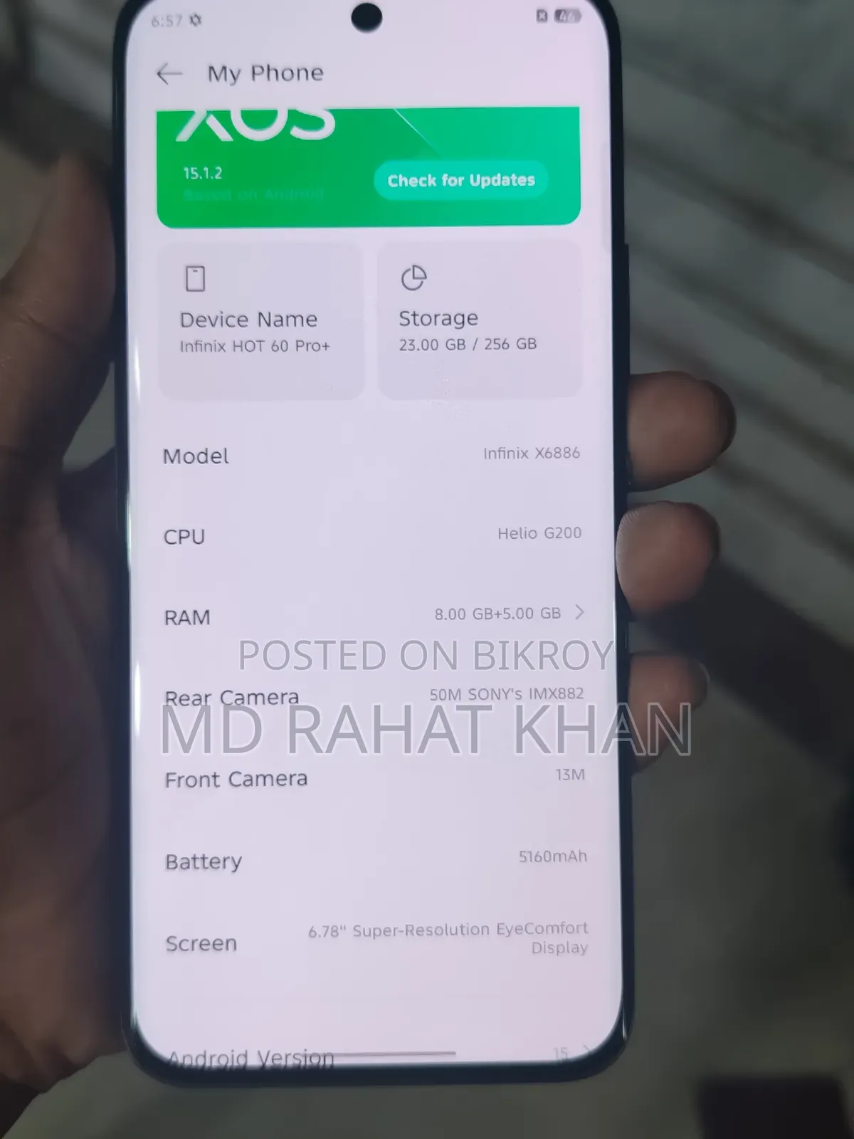 ইনফিনিক্স হট ৬০ প্রো+ ২৫৬ জিবি ব্লু