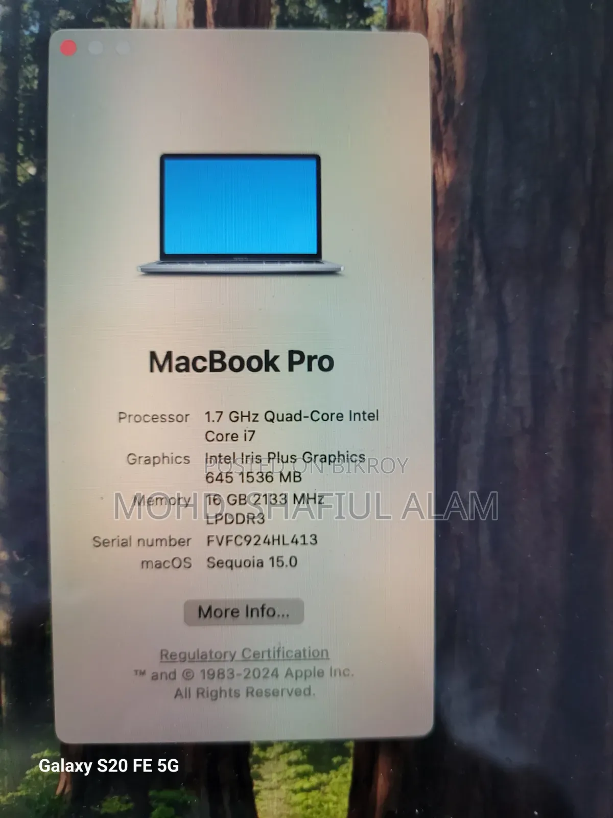 Laptop Apple MacBook 2019 16GB Intel Core i7 SSD 256GB