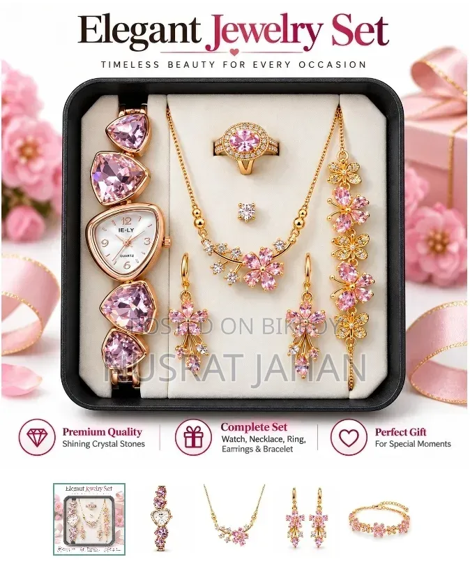5 in 1 Ladies Watch & Gift Set—A Perfect Combo 🎁🎀
