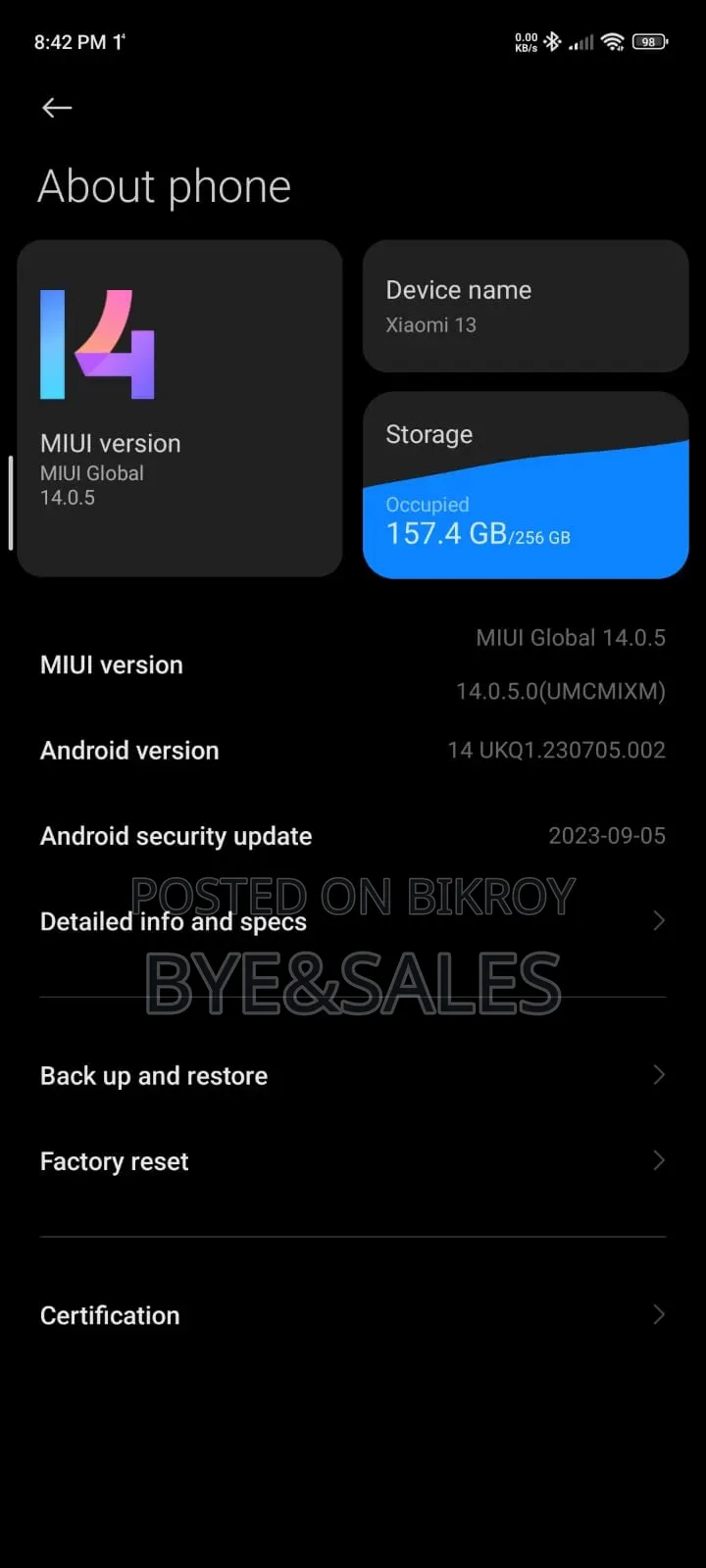 শাওমি ১৩ ২৫৬ জিবি গ্রে