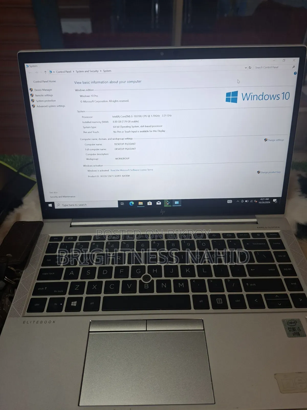 Laptop HP EliteBook 840 G7 8GB Intel Core i5 SSD 256GB