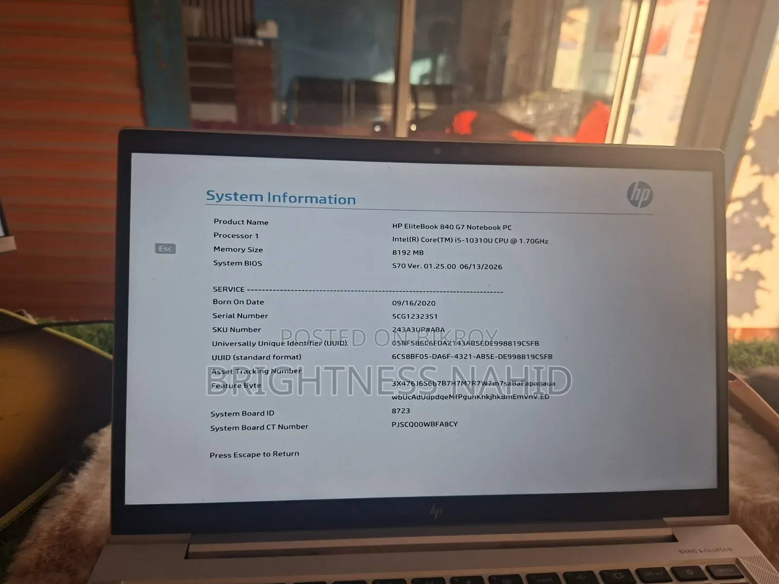 Laptop HP EliteBook 840 G7 8GB Intel Core i5 SSD 256GB