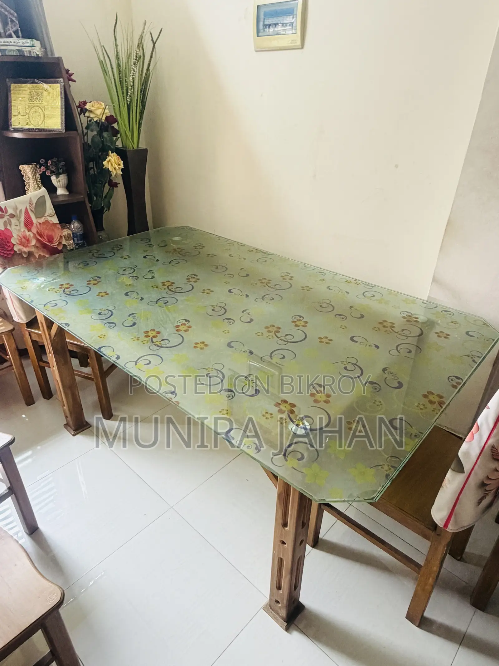 Teak wood dining table.