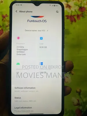 Vivo Y51 IN 2020 ১২৮ জিবি নীল