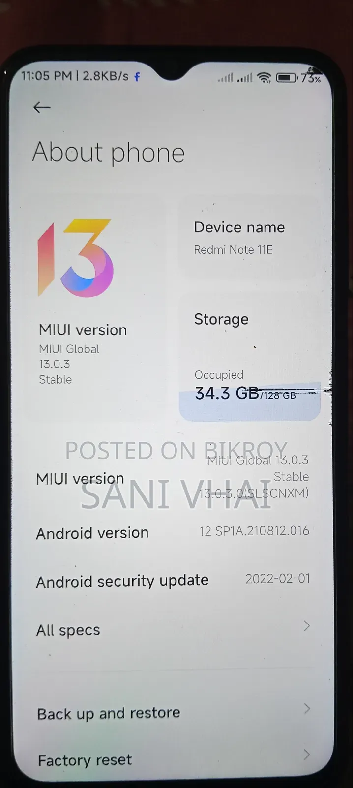 Xiaomi Redmi Note 11E 128 GB Black