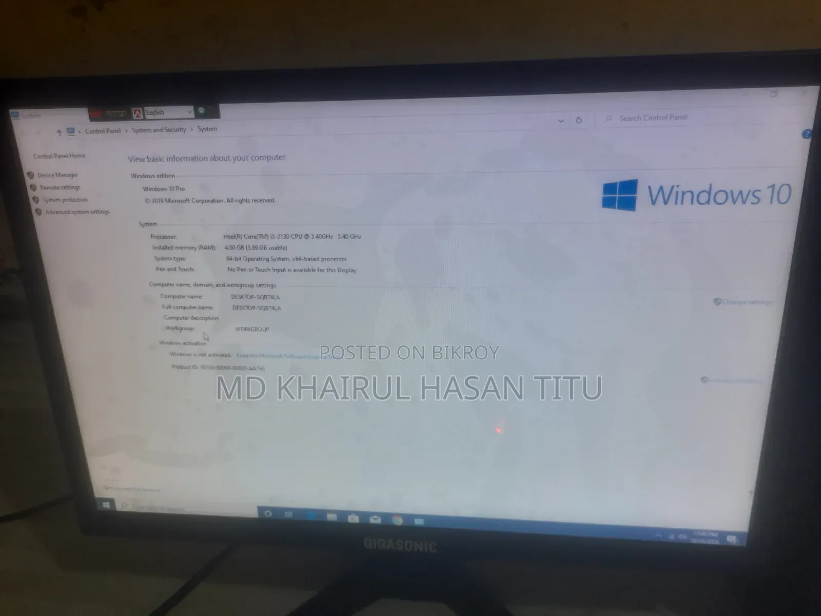 Desktop Computer 4GB Intel Core i3 HDD 1T