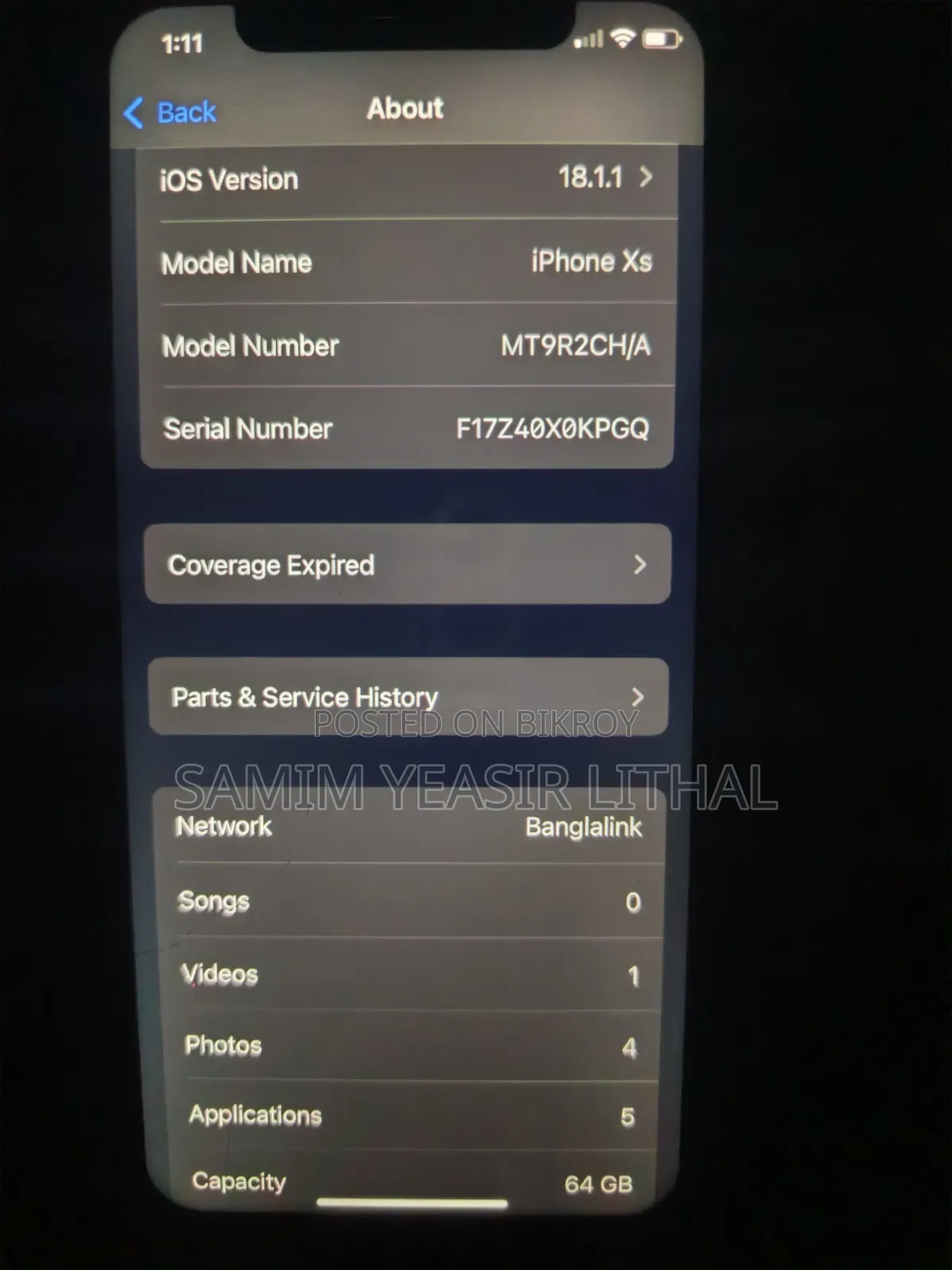Apple iPhone XS 64 GB Gold