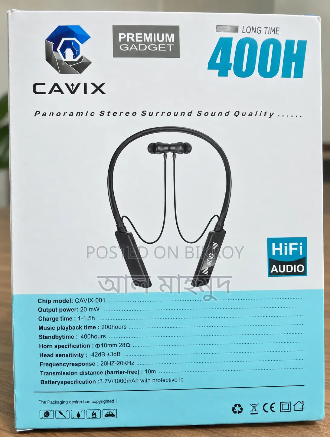 CAVIX Neckband 400H Battery Backup | Premium Bluetooth Earphone