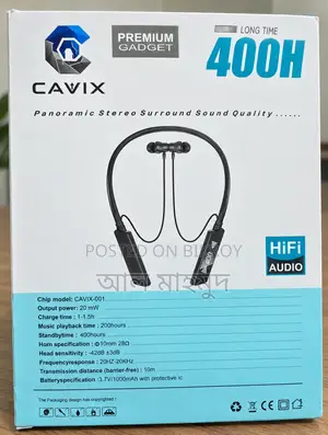 CAVIX Neckband 400H Battery Backup | Premium Bluetooth Earphone