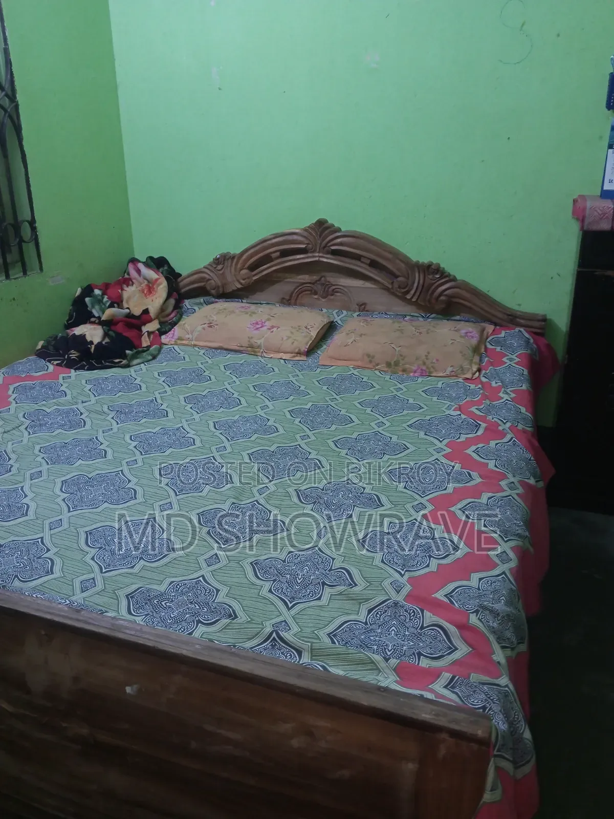 6 by 7 Wooden Bed. Free 6\7 Mattress with the Bed