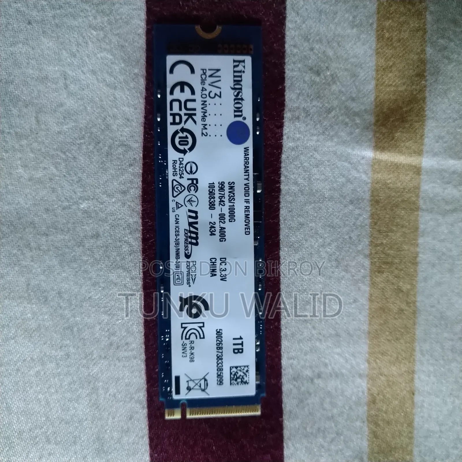 Kingston NV3 1TB M.2 PCIe Gen 4.0 NVMe SSD