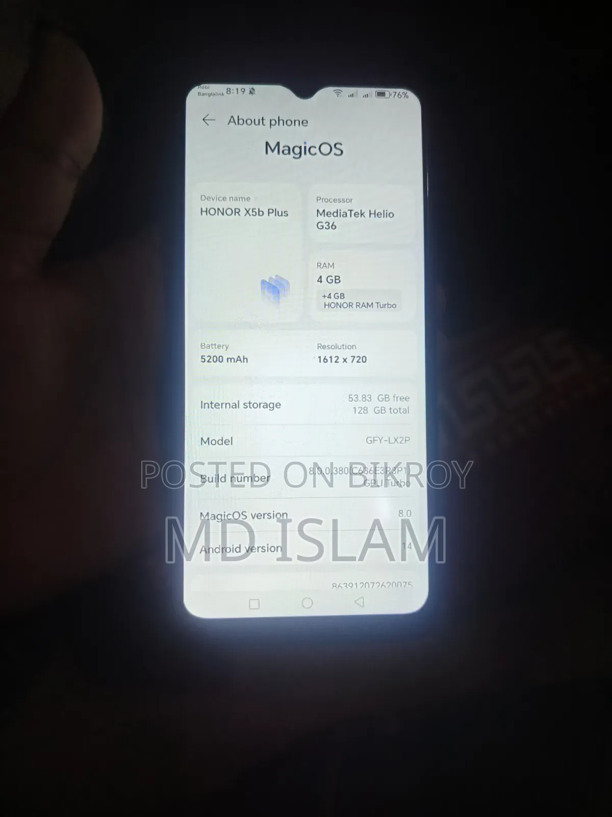 Honor X5b Plus ১২৮ জিবি কালো