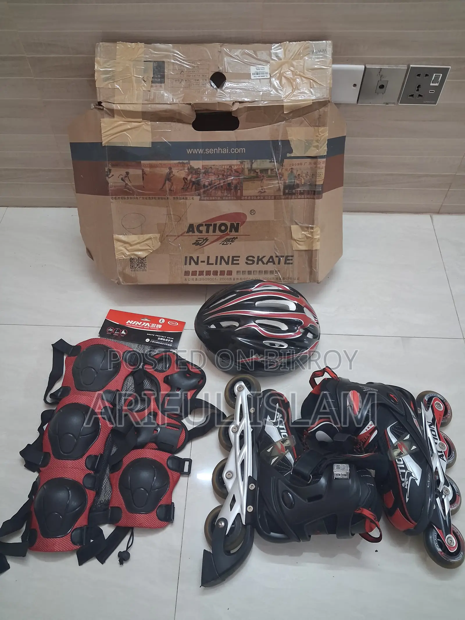 Inline Roller Skate Combo Set (With Safety Pads and Helmet)