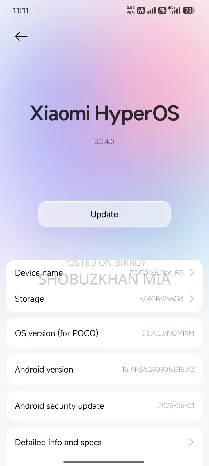 Xiaomi Poco X6 256 GB Gold