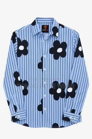 Men's Full Sleeve Striped Floral Print Casual Shirt,, Sohag Elite Wear